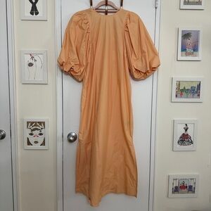 NWT Brand New H&M Light Orange Cotton Puff Sleeve Dress XS